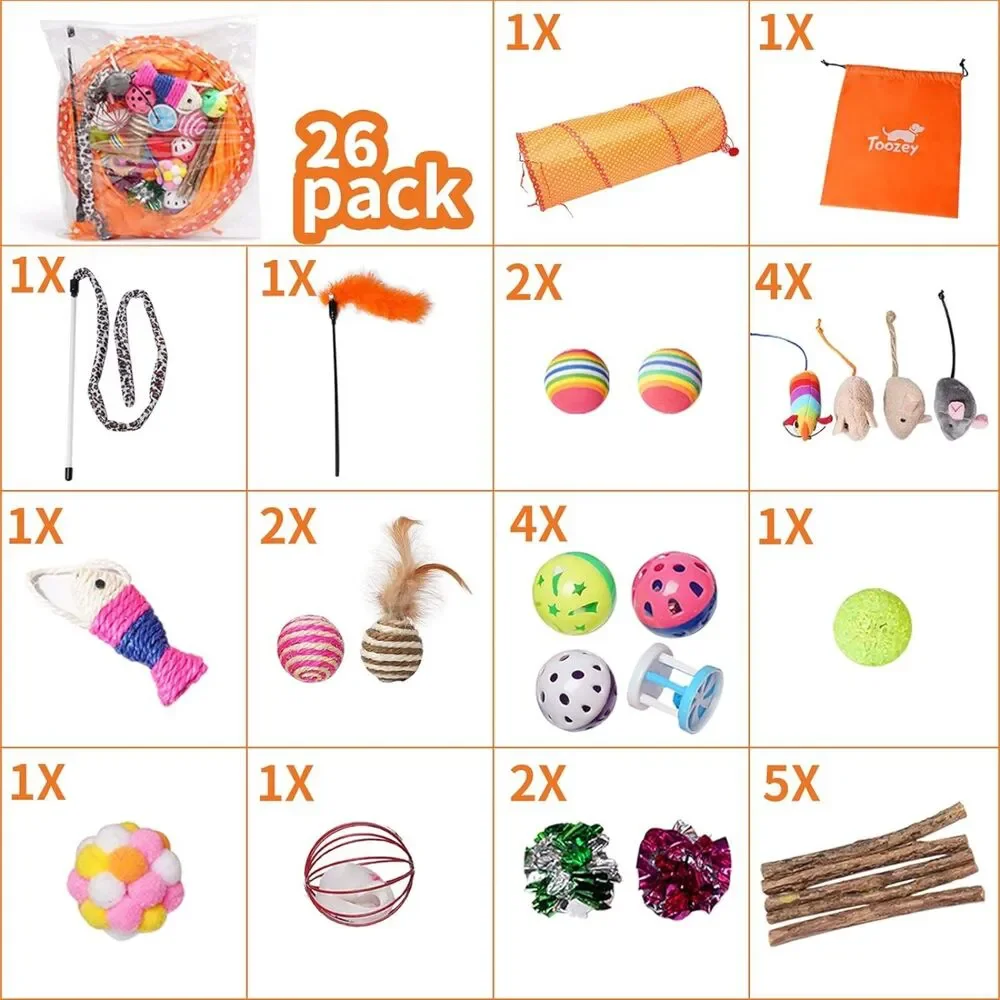 NIB-European Toozey 26 Pcs Cat & Kitten toys-27 cm high and 70 cm length